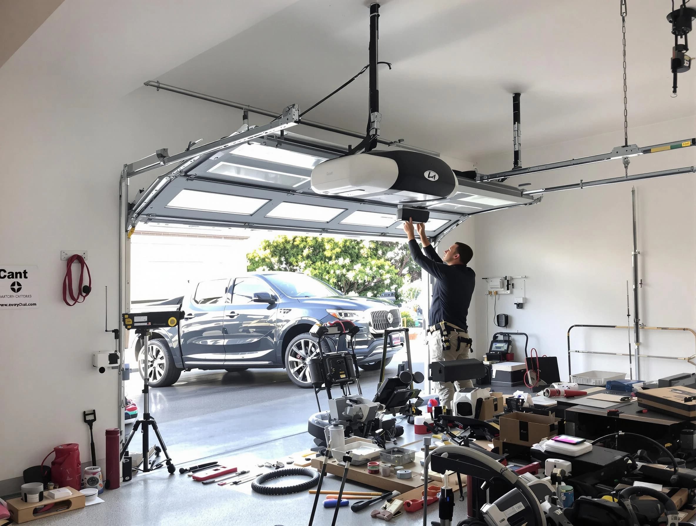 Cedar Hills Garage Door Repair specialist installing smart garage door opener system in Cedar Hills home