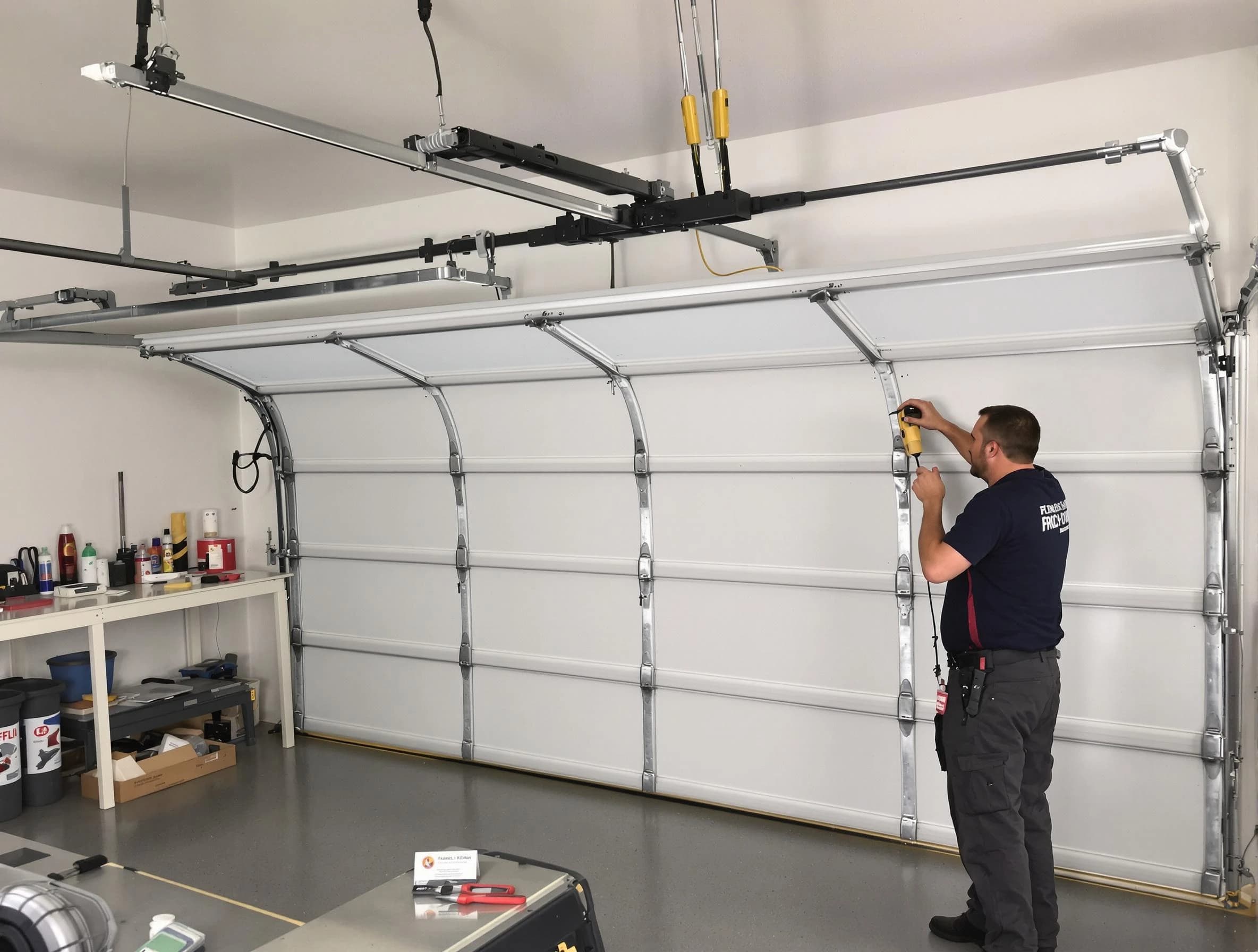 Cedar Hills Garage Door Repair certified technician performing overhead door system repair in Cedar Hills