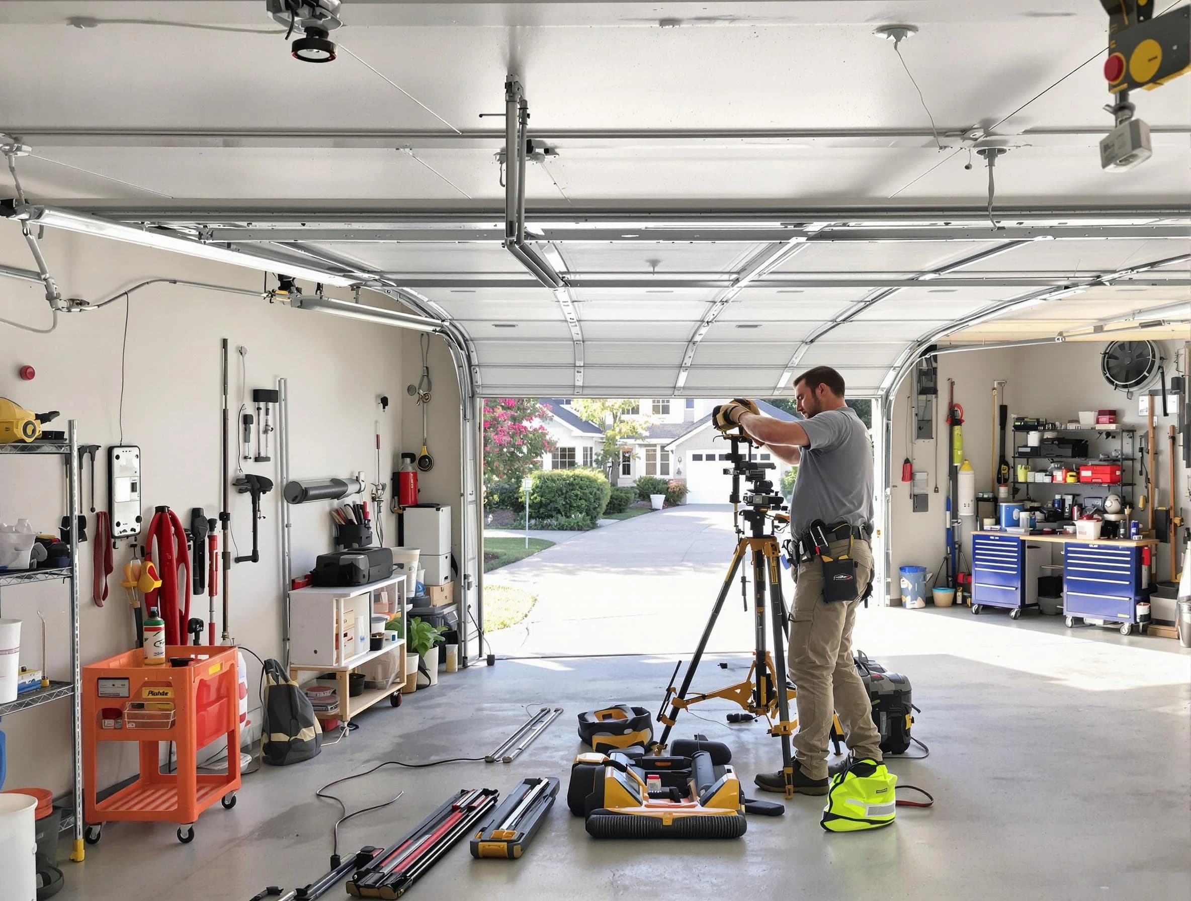Cedar Hills Garage Door Repair specialist performing laser-guided track alignment in Cedar Hills