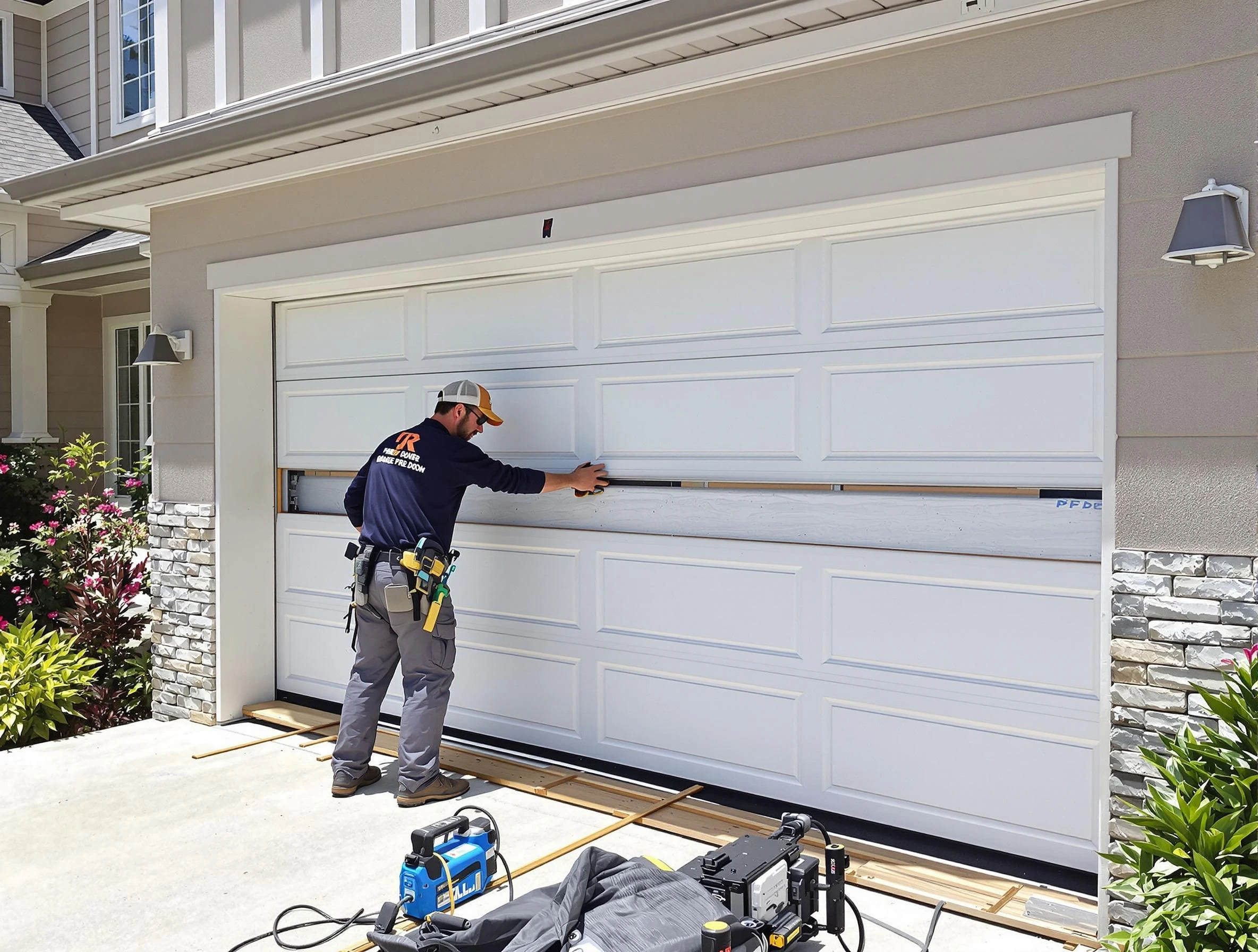 Cedar Hills Garage Door Repair team performing complete garage door replacement at Cedar Hills residence