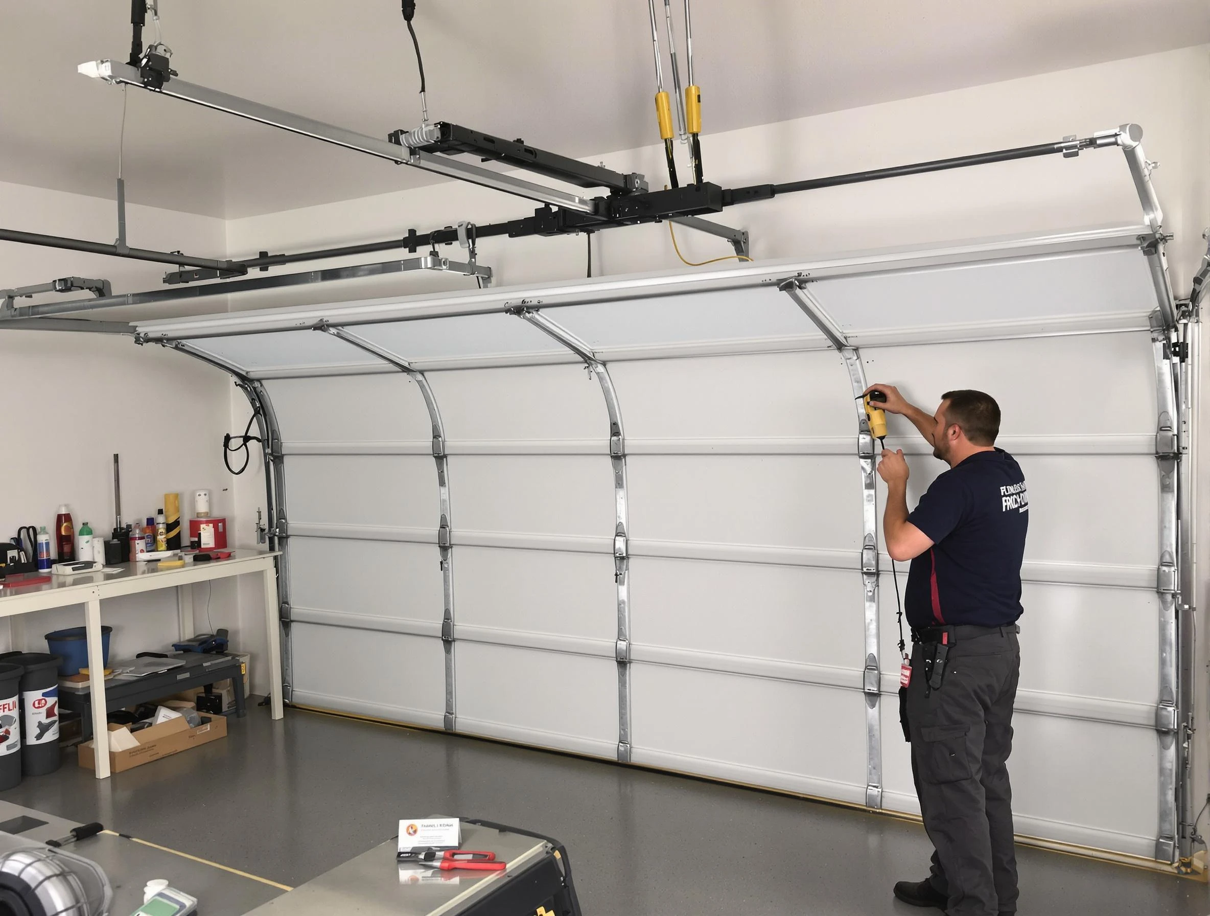 Cedar Hills Garage Door Repair certified technician performing overhead door system repair in Cedar Hills